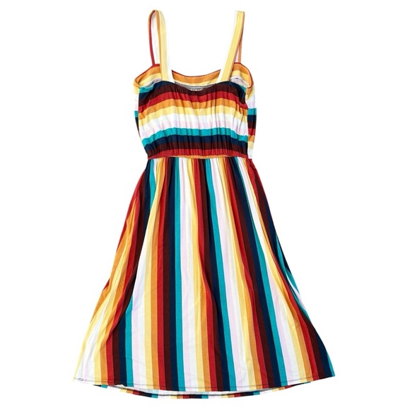 ModCloth vintage Striped Dress women’s sz Medium multicolor stretchy boho flowy - Picture 10 of 12